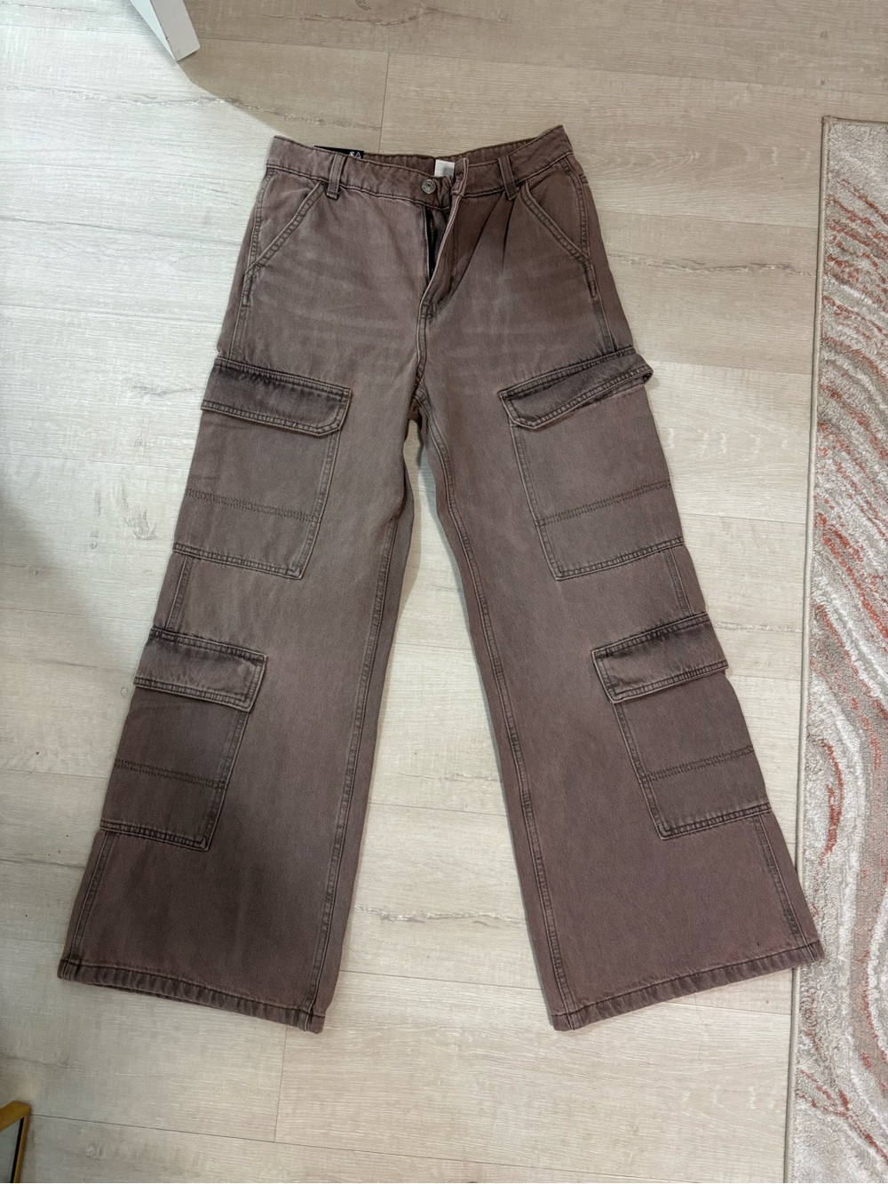 Women’s Brown Wide-Leg Cargo Pants
